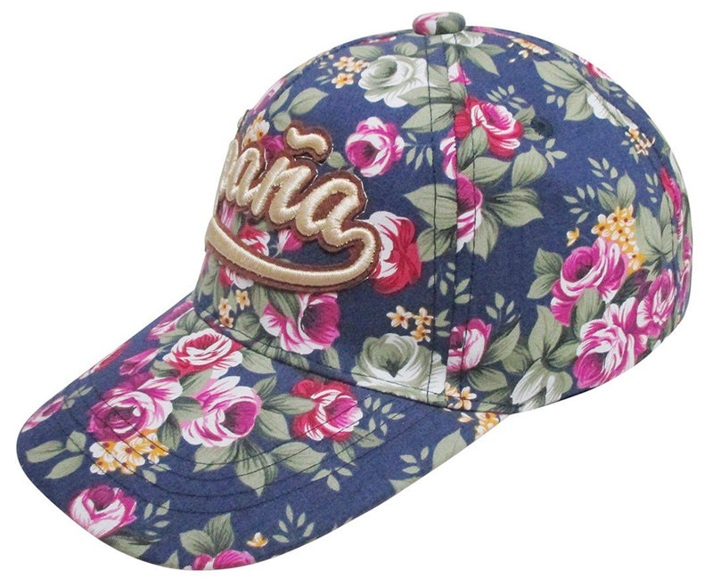 GORRA ESPAÑA AZUL MARINO DISEÑO FLORAL