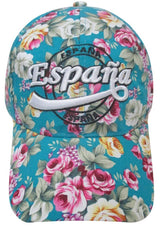 GORRA ESPAÑA AZUL TURQUESA DISEÑO FLORAL