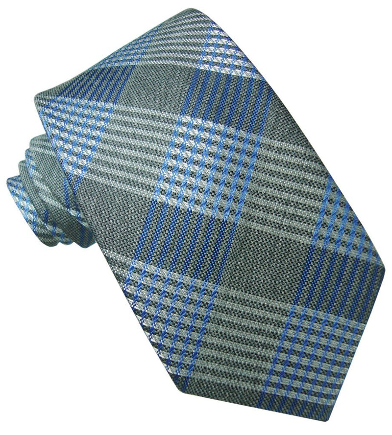 CORBATA LANA TARTAN GRISES Y AZUL