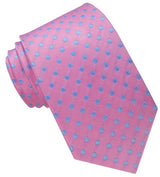 CORBATA SEDA ROSA CON TOPOS CELESTES