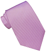 CORBATA SEDA CON RAYAS PLATA Y MALVA