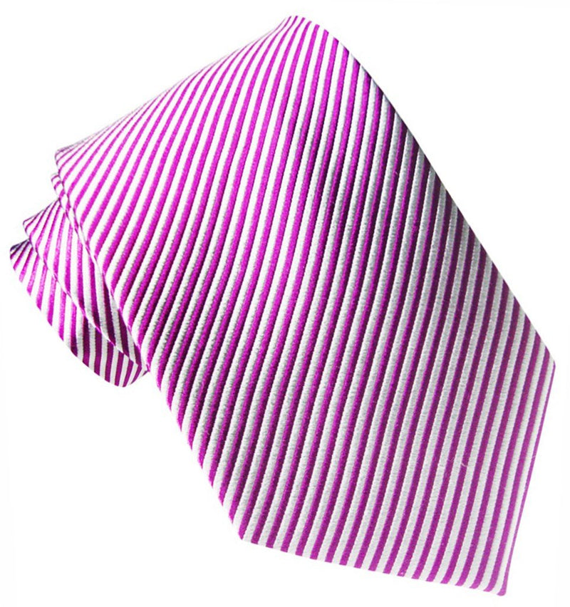 CORBATA SEDA RAYAS MORADO Y BLANCO