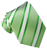 CORBATA SEDA RAYAS ANCHAS VERDE Y BLANCO