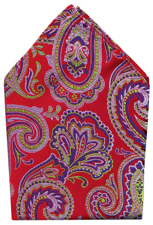 PAÑUELO DE BOLSILLO ROJO MOTIVOS CACHEMIR