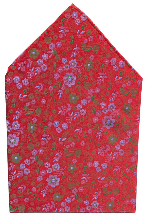 PAÑUELO DE BOLSILLO ROJO FLORES MULTICOLOR