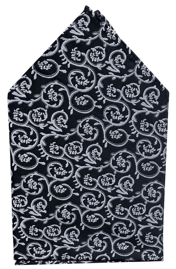 PAÑUELO DE BOLSILLO NEGRO DISEÑO FLORAL