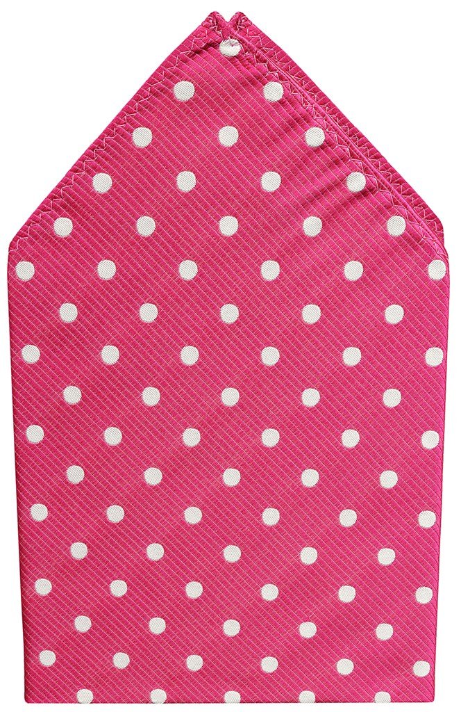 PAÑUELO DE BOLSILLO FUCSIA LUNARES BLANCOS