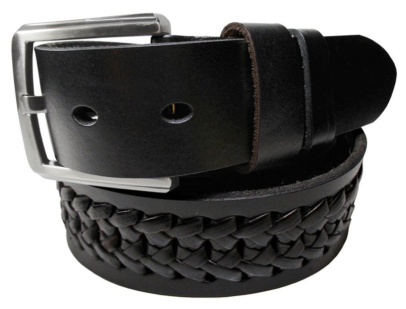 CINTURON HOMBRE PIEL DOBLE TRENZA NEGRO