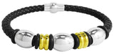 PULSERA PARA HOMBRE CORDON CUERO PIEZAS ACERO INOX