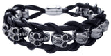 PULSERA PARA HOMBRE CORDON CUERO CALAVERAS