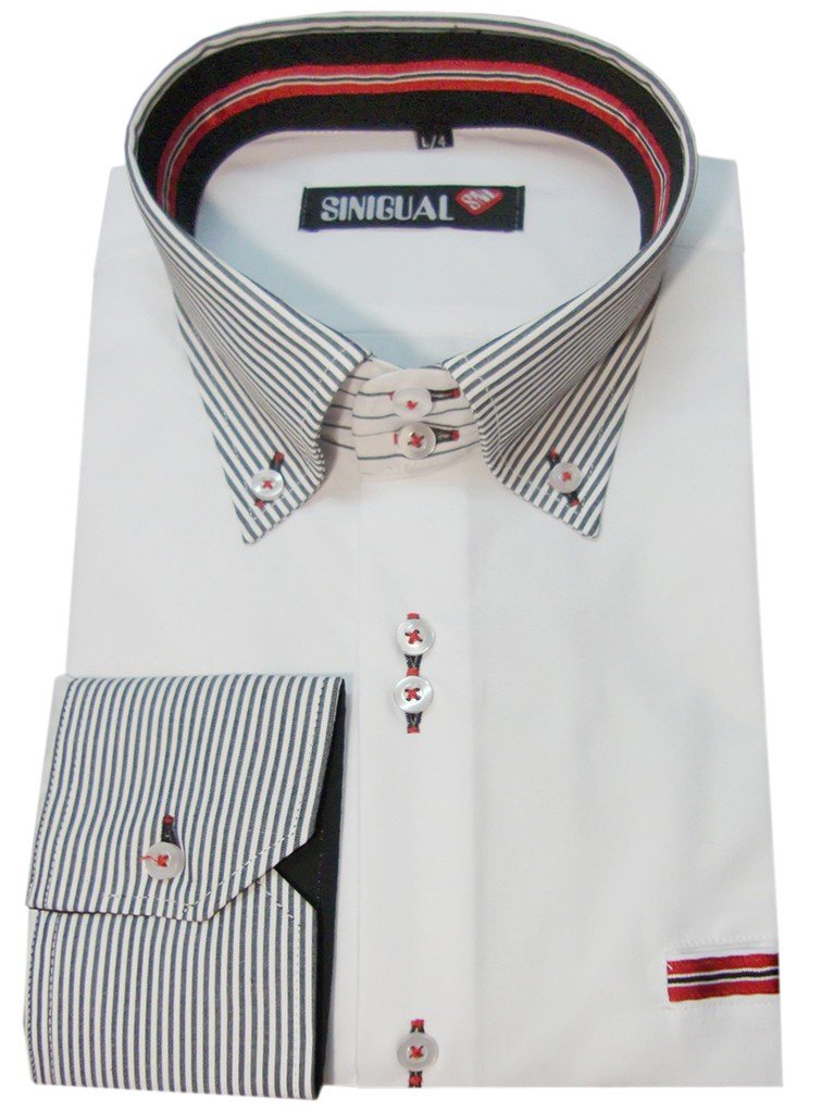 CAMISA PARA HOMBRE BLANCA CUELLO CONTRASTE