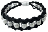 PULSERA PARA HOMBRE CORDON CUERO BOLAS