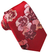 CORBATA SEDA ROJA GRANDES FLORES