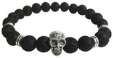 PULSERA PARA HOMBRE BOLAS LAVA VOLCANICA CALAVERA