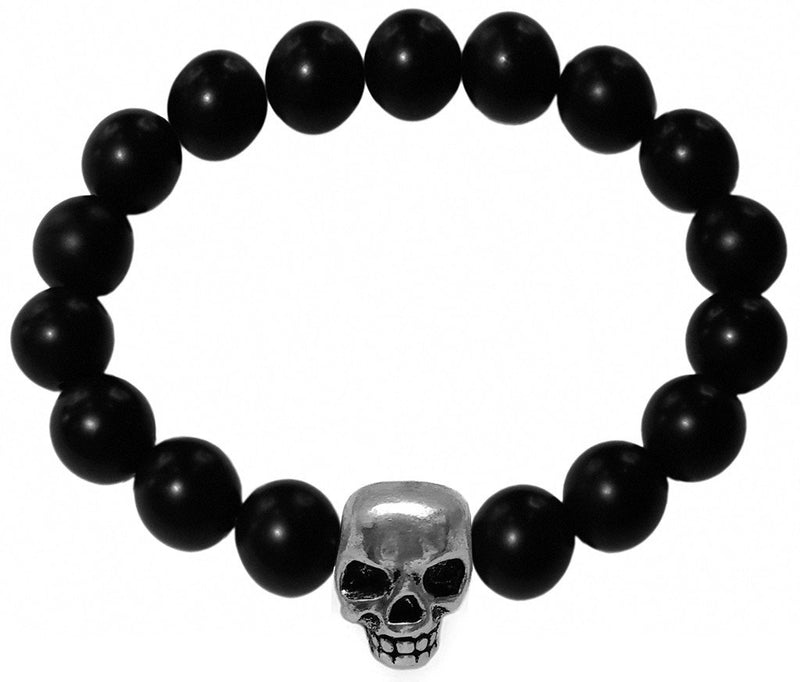 PULSERA PARA HOMBRE BOLAS ONIX CALAVERA