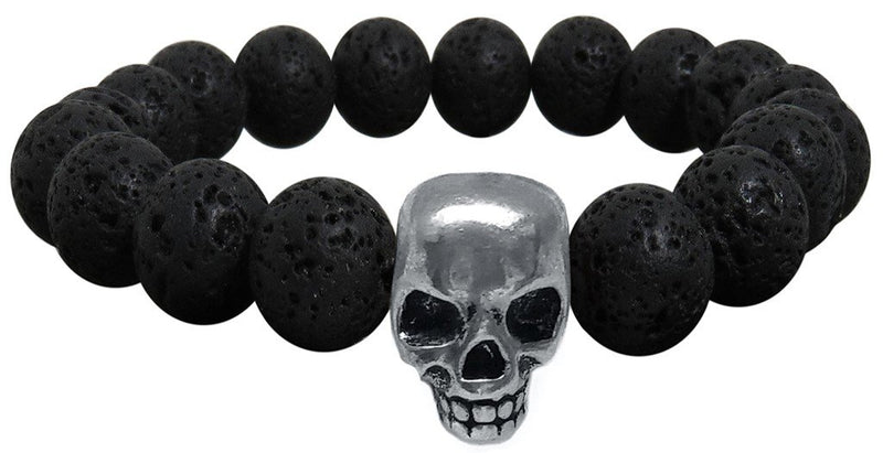 PULSERA PARA HOMBRE LAVA VOLCANICA CALAVERA