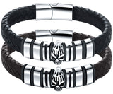 PULSERA PARA HOMBRE CUERO TRENZADO CON CALAVERA