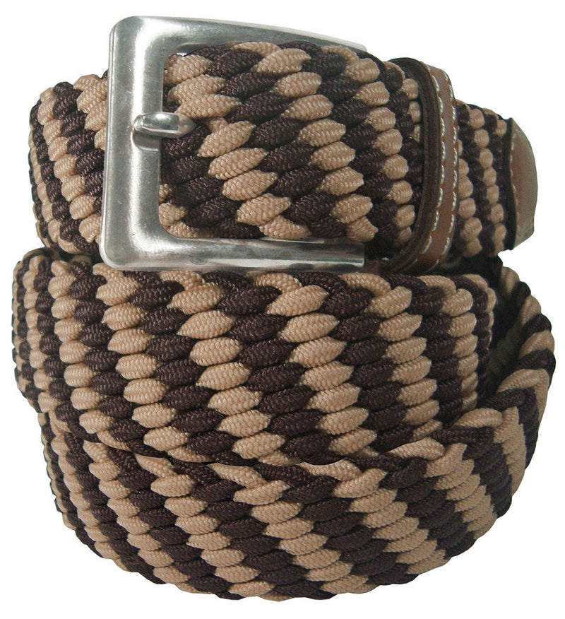 CINTURON UNISEX TEXTIL ELASTICO CAMEL/CHOCOLATE