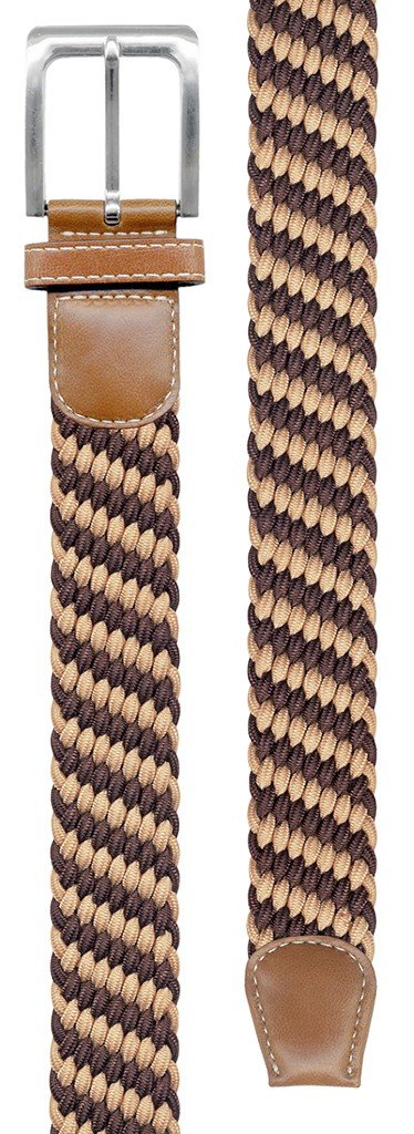 CINTURON UNISEX TEXTIL ELASTICO CAMEL/CHOCOLATE