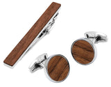 conjunto pasador corbata mas gemelos madera