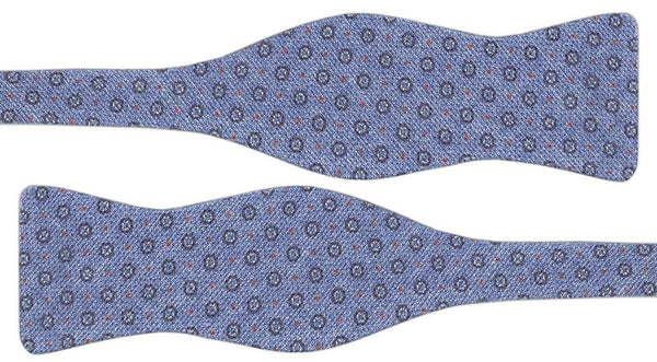pajarita sin anudar lana azul florecillas