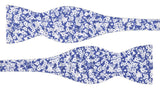 pajarita sin anudar lino azul flores blancas