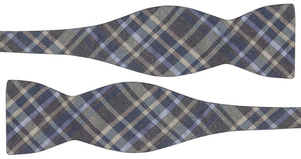 pajarita sin anudar lino cuadros tartan azul oscuro
