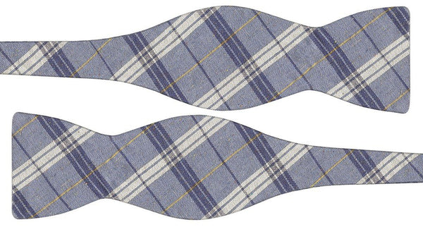 pajarita sin anudar lino diseño tartan azul claro