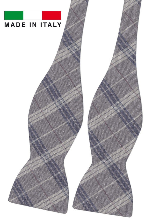 pajarita sin anudar lino diseño tartan tonos grises