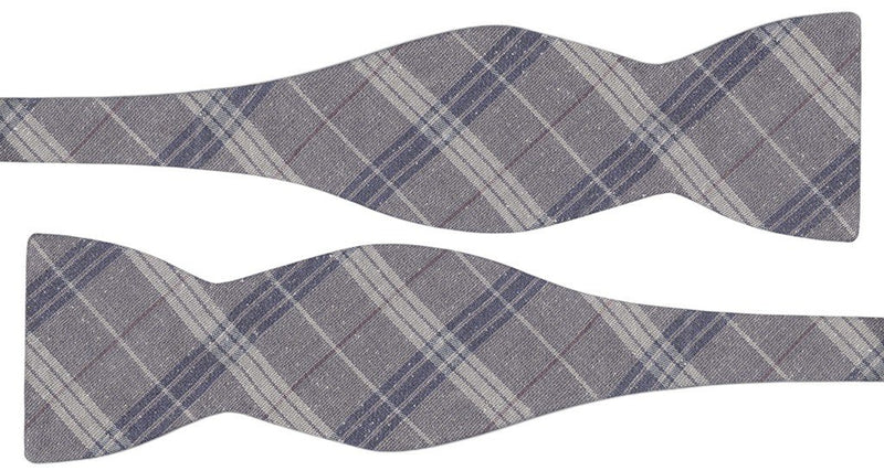 pajarita sin anudar lino diseño tartan tonos grises