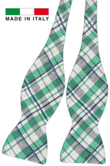 pajarita sin anudar lino diseño tartan verde y gris