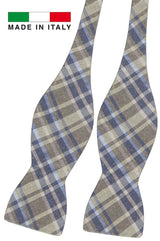 pajarita sin anudar lino diseño tartan verdes y azules
