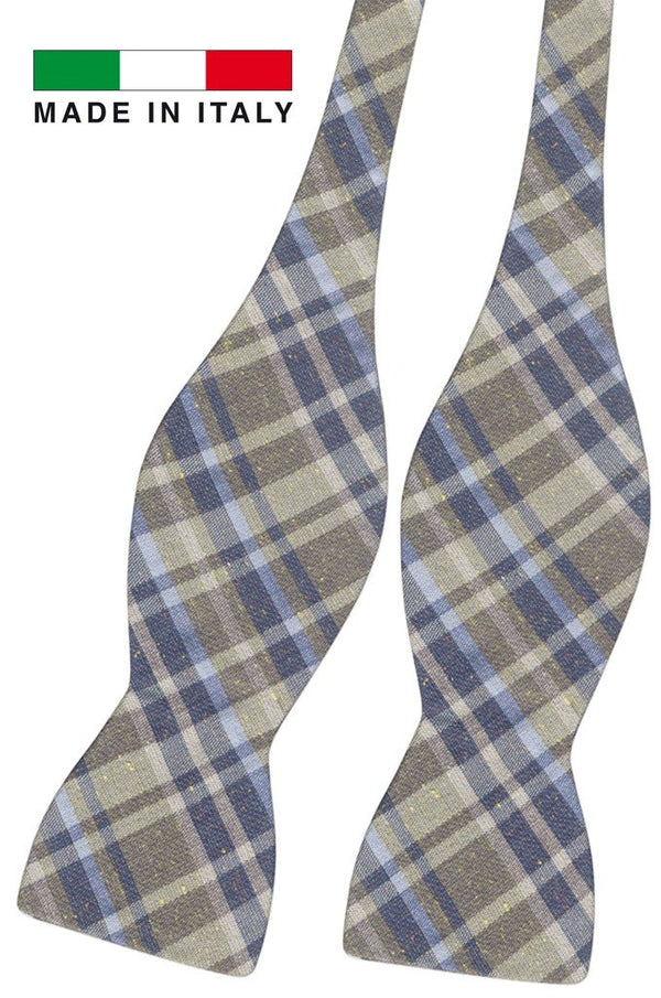 pajarita sin anudar lino diseño tartan verdes y azules