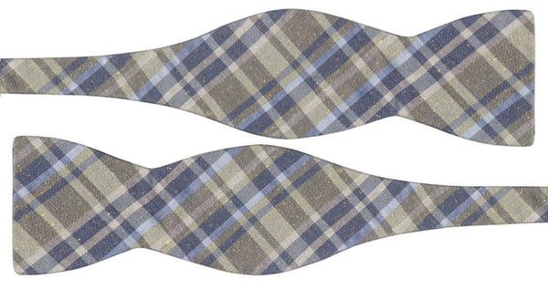 pajarita sin anudar lino diseño tartan verdes y azules