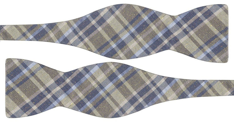 pajarita sin anudar lino diseño tartan verdes y azules