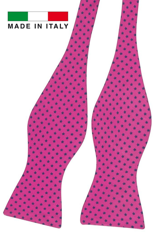 pajarita sin anudar seda rosa fucsia estrellitas