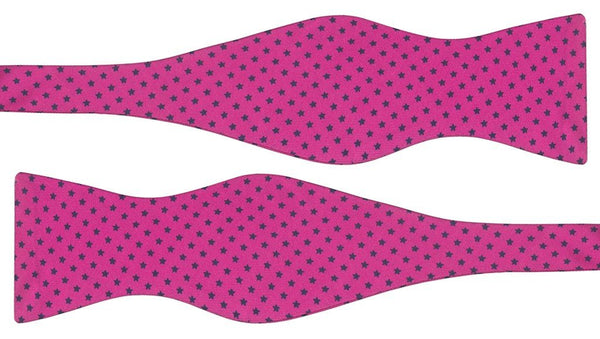pajarita sin anudar seda rosa fucsia estrellitas