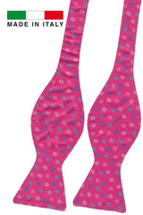 pajarita sin anudar seda rosa fucsia con florecillas