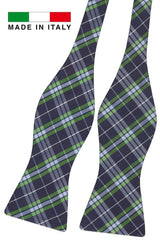 pajarita sin anudar seda diseño tartan azul