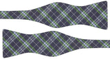 pajarita sin anudar seda diseño tartan azul