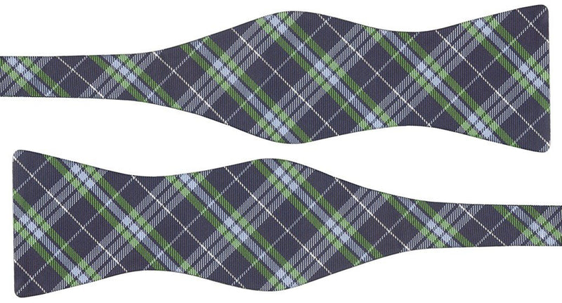 pajarita sin anudar seda diseño tartan azul