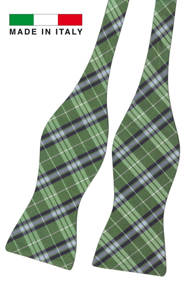 pajarita sin anudar seda diseño tartan verde