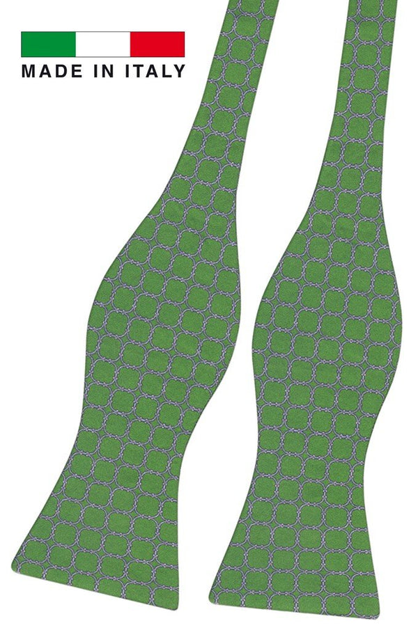 pajarita sin anudar seda verde cuadrados