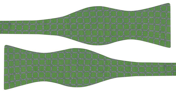 pajarita sin anudar seda verde cuadrados